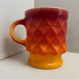 Vintage‎ Retro Anchor Hocking Fire King Kimberly Diamond Coffee Mug Ombré Orange